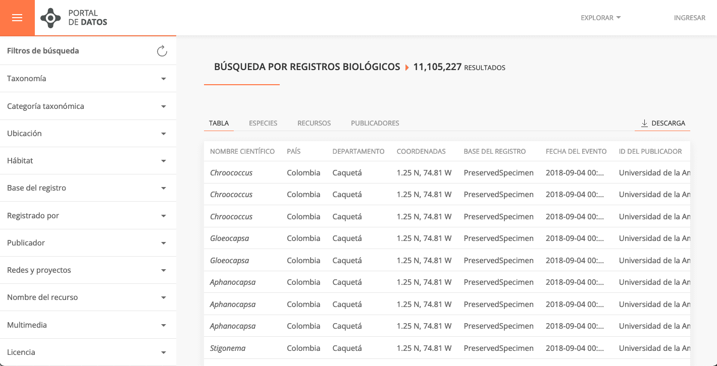 SIB Colombia — Instituto Humboldt — screen 11